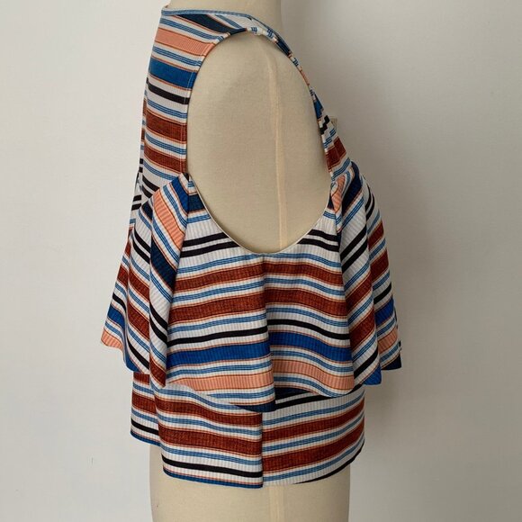 Zara Crop Stripe Frilled Top - Picture 9 of 11